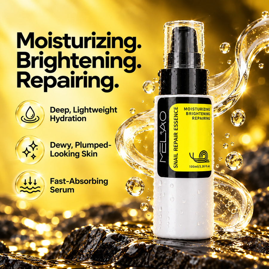 MELAO Snail Repair Essence – moisturizing, brightening, repairing snail mucin serum with deep lightweight hydration