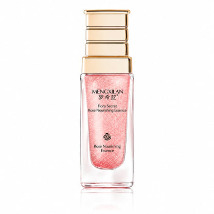 MENGXILAN Flora Secret Rose Nourishing Essence 35 ml pink micro-bead facial essence with gold cap