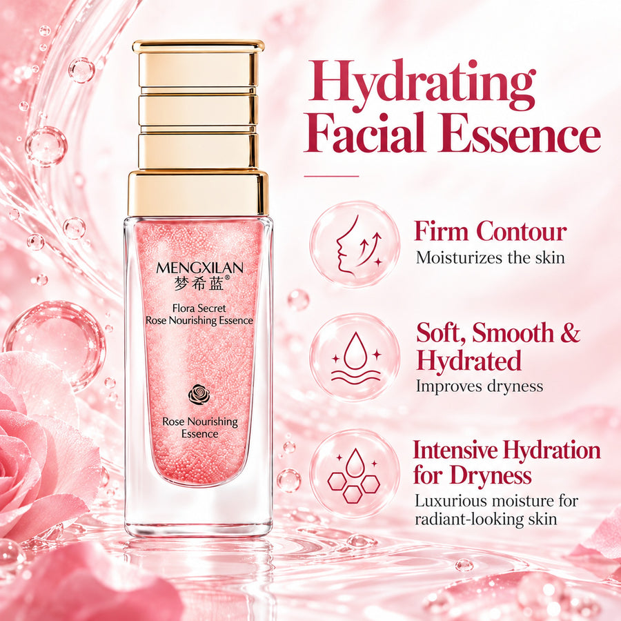 Hydrating facial essence benefits: firm contour, soft smooth and hydrated skin, intensive hydration for dryness