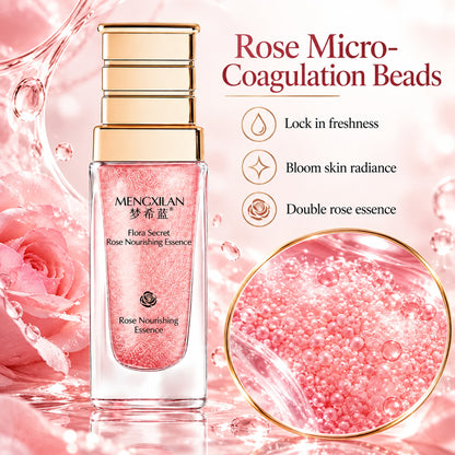 Rose micro-coagulation beads that lock in freshness and bloom skin radiance, double rose essence