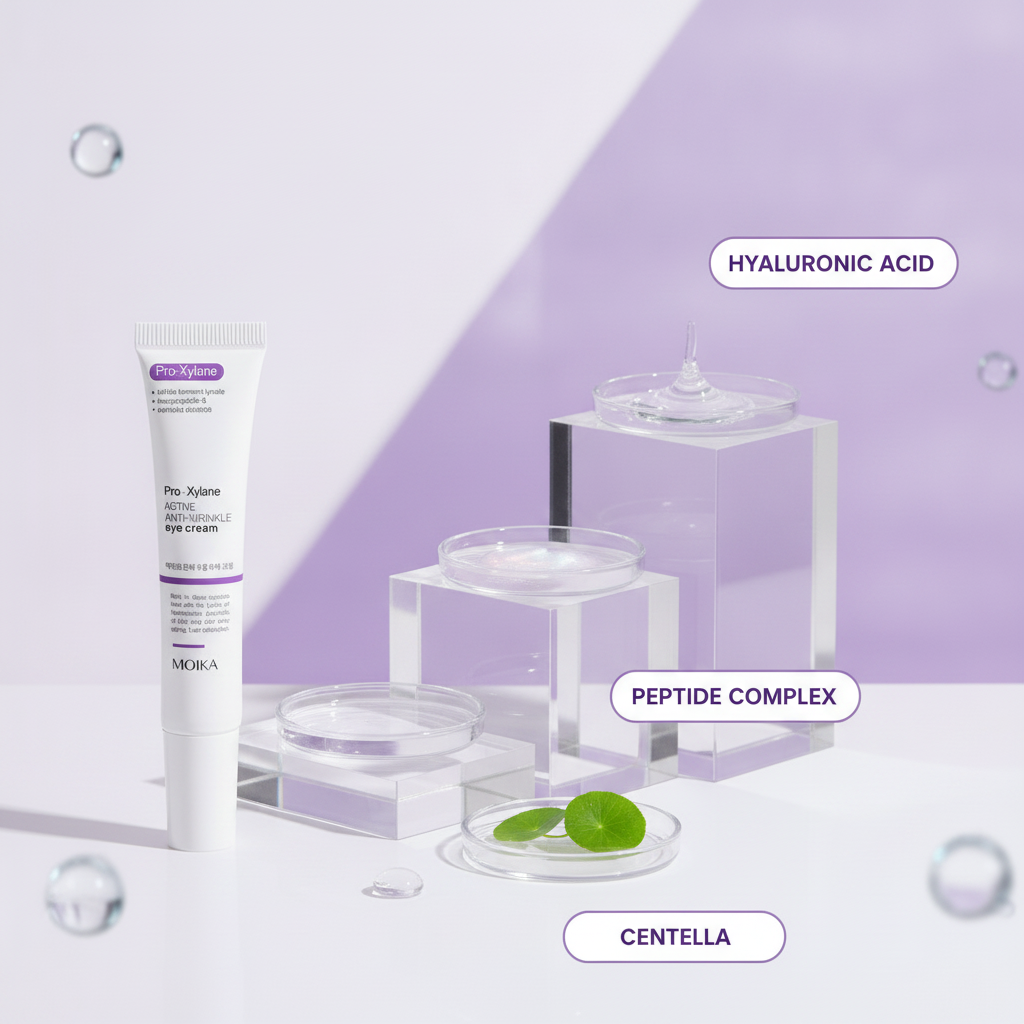 Hydrating Anti-Wrinkle Eye Cream — ingredient story: hyaluronic acid, peptide complex, centella