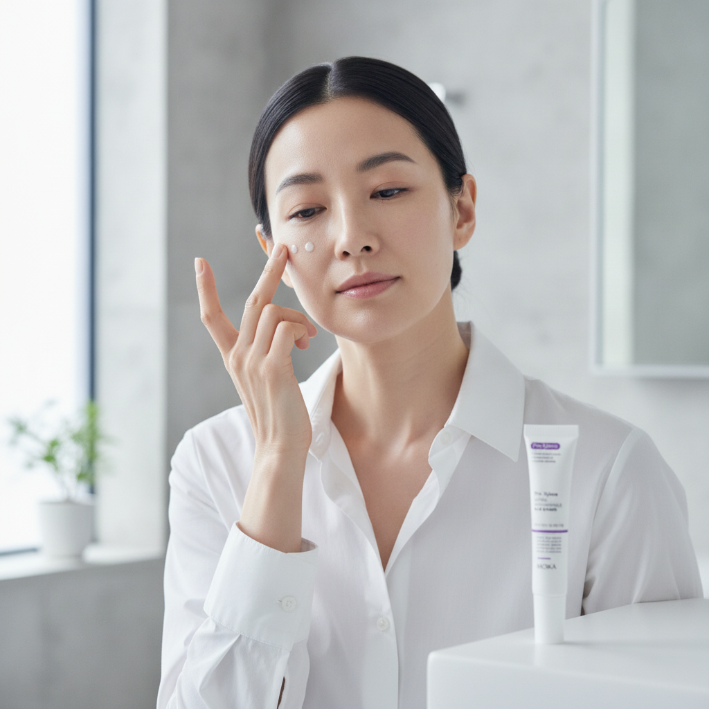 Hydrating Anti-Wrinkle Eye Cream — lifestyle photo of the cream being patted under the eye