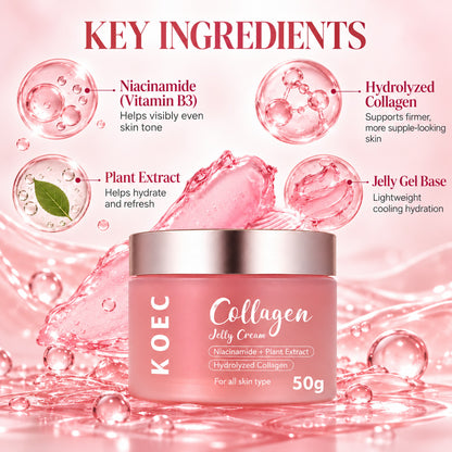 Key ingredients: niacinamide, hydrolyzed collagen, plant extract and jelly gel base