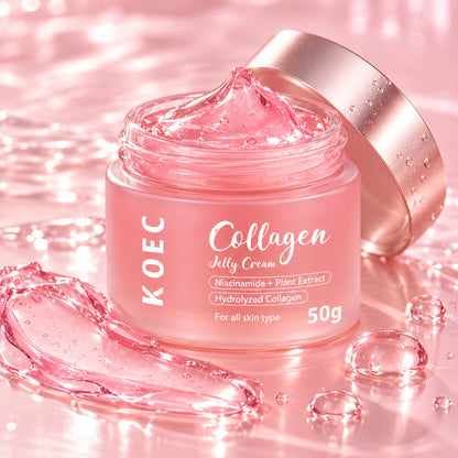 Open jar showing the translucent pink jelly-gel texture