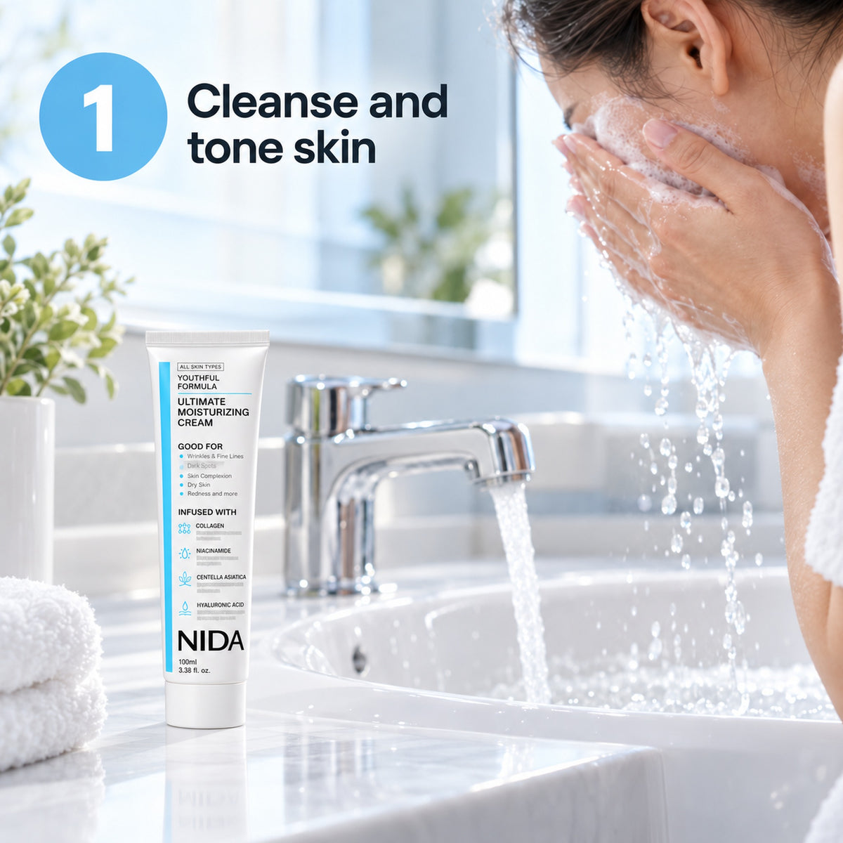 How to use, step 1: cleanse and tone skin