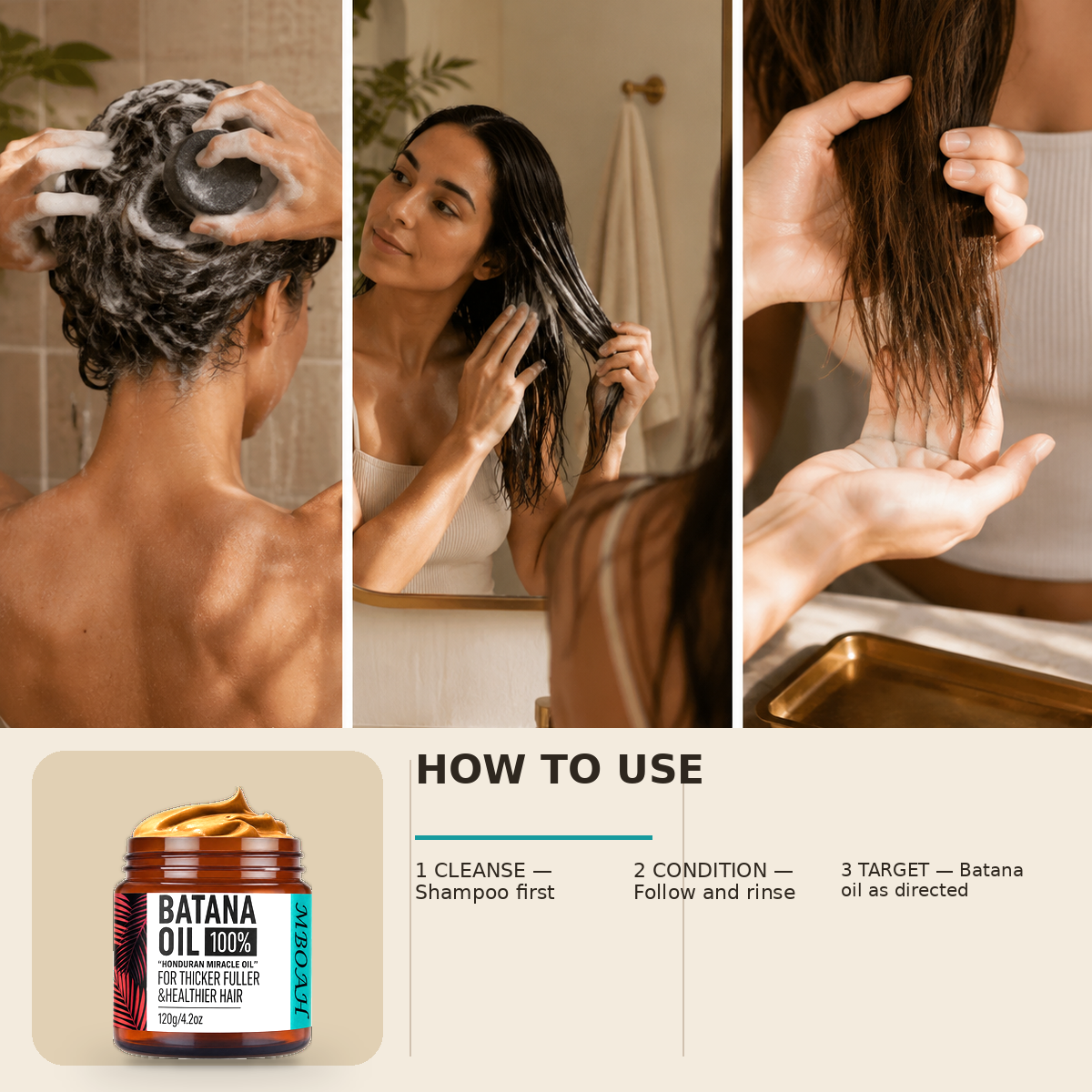 Nourishing Hair Wellness Kit three step cleanse condition and Batana Oil routine