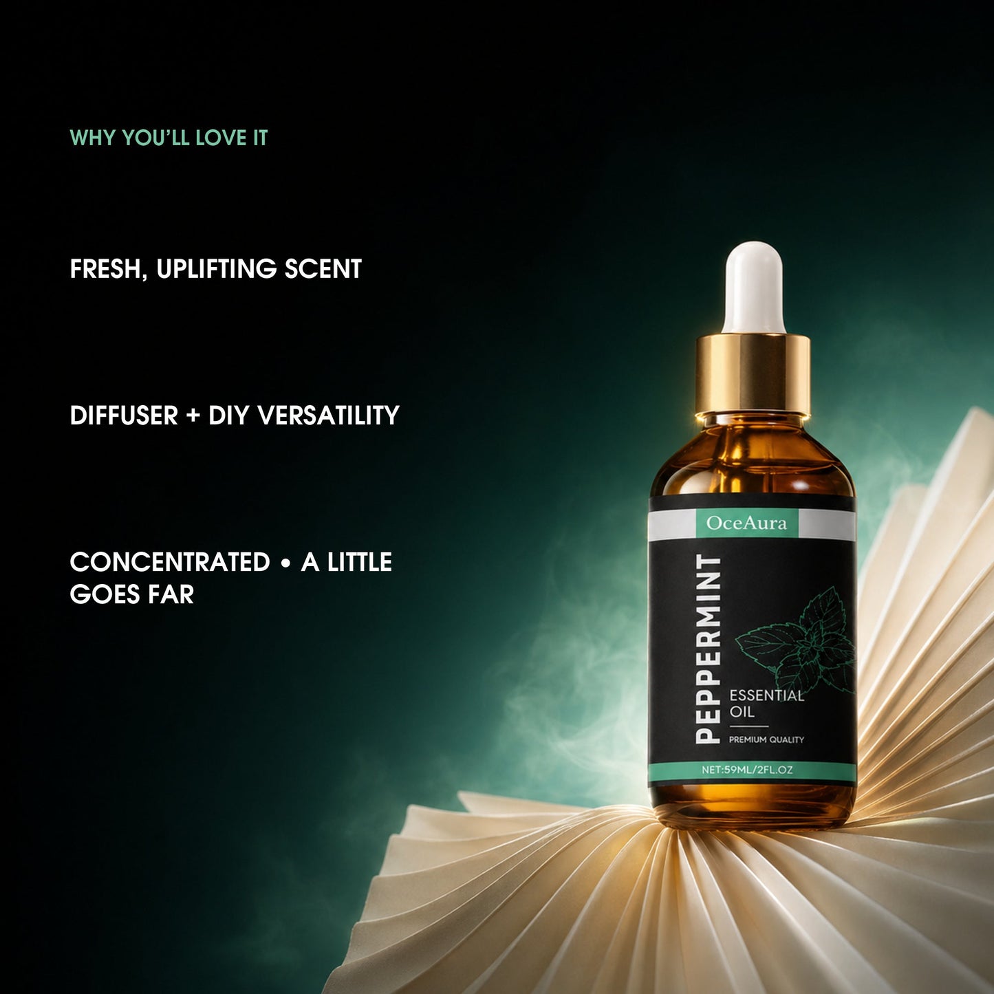 OceAura peppermint oil benefits: uplifting scent, versatile use and concentrated formula