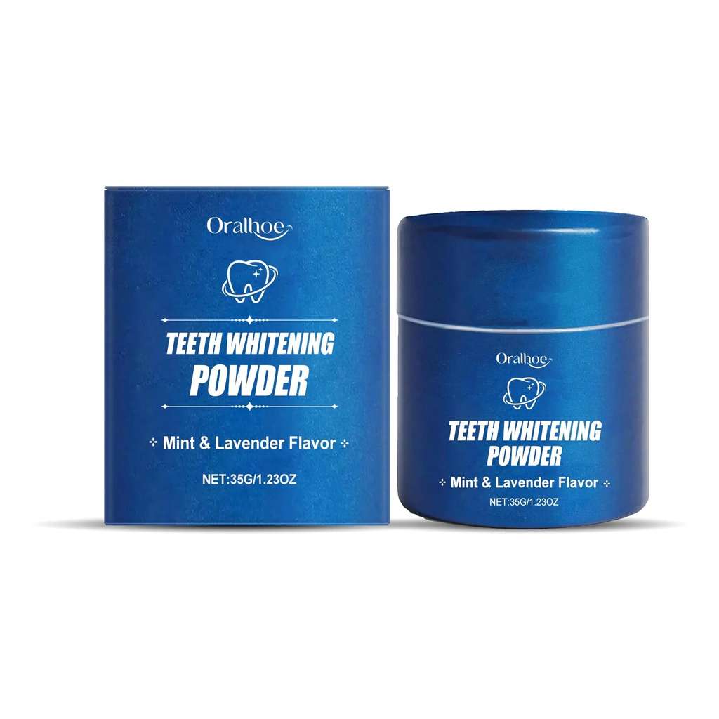 Mint & Lavender Daily Oral Care Powder 35g — carton and jar packaging shot on white background