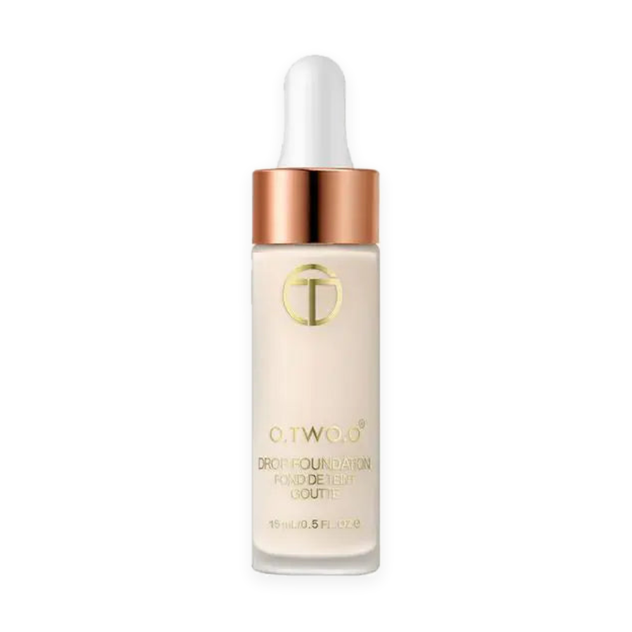 O.TWO.O Drop Foundation 15ml dropper bottle, product only, centered on a pure white background