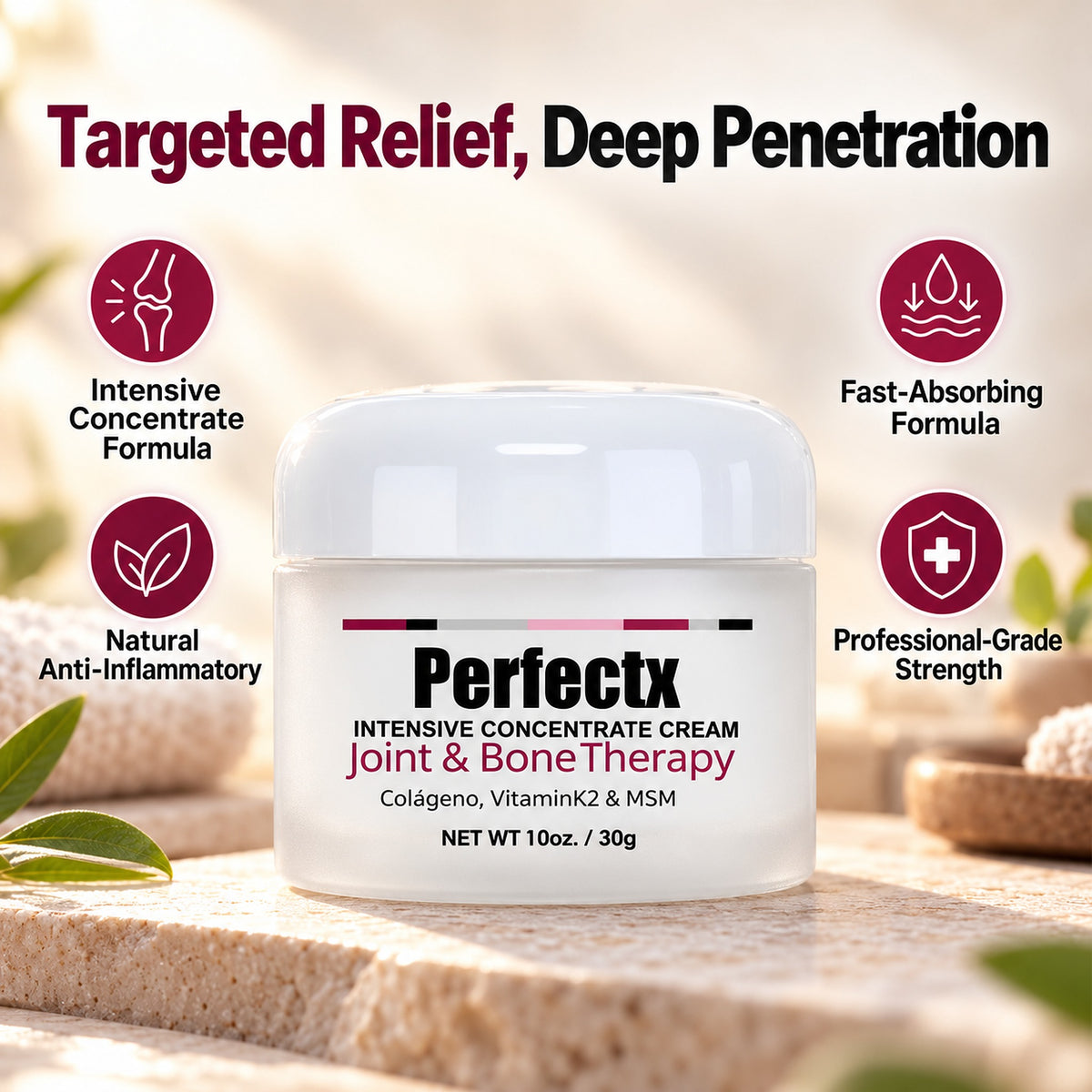 Targeted relief, deep penetration – intensive concentrate, fast-absorbing, natural anti-inflammatory, professional-grade strength