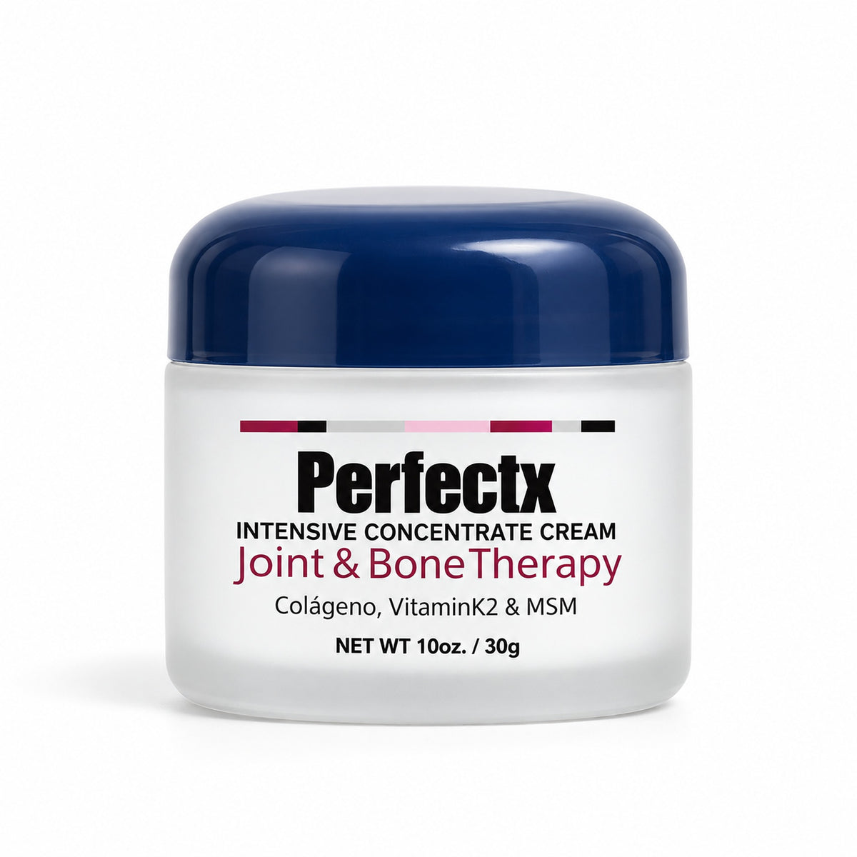 Perfectx Intensive Concentrate Cream, Joint & Bone Therapy, navy-lid 30g jar on a white background