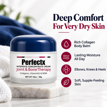 Deep comfort for very dry skin – rich collagen body balm, lasting moisture, for elbows, knees and heels