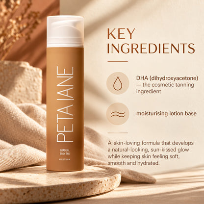 Key ingredients: DHA cosmetic tanning ingredient in a moisturising lotion base