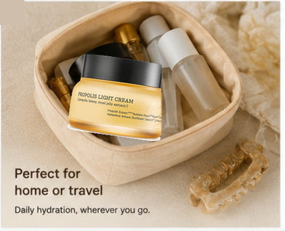 Propolis Light Cream in a travel-ready skincare bag