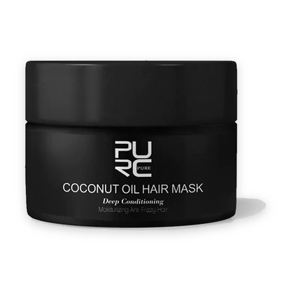 PURC Coconut Oil Hair Mask jar, unboxed hero centered on a pure white background