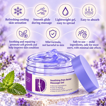 Massage gel benefits: refreshing cooling sensation, smooth glide, easy to absorb, mild formula, safe to use