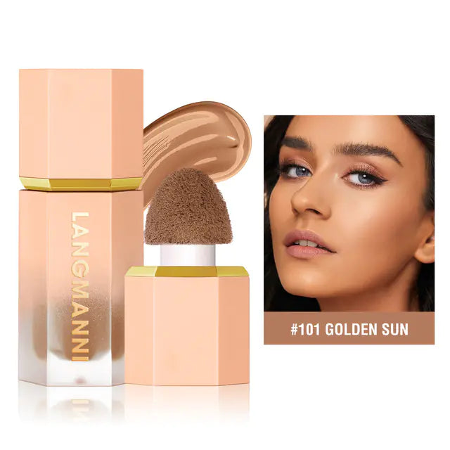 Liquid Foundation with Built-In Sponge – Buildable Coverage, Multi-Shade Formula