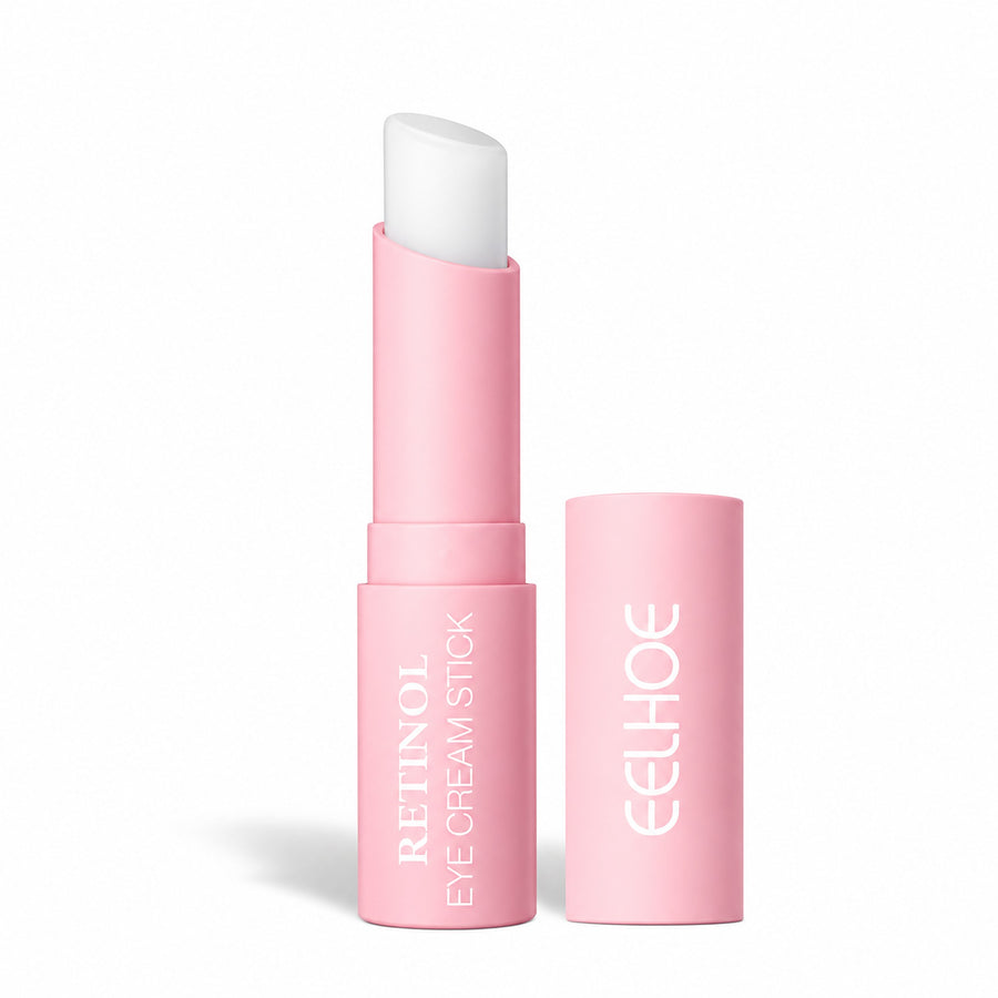 EELHOE Retinol Eye Cream Stick, pink twist-up stick with cap on a white background