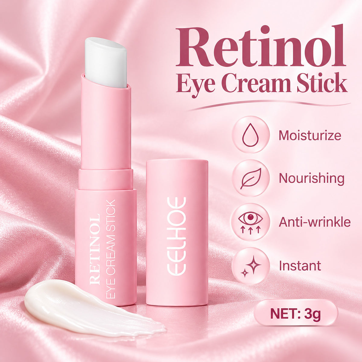 Retinol eye cream stick benefits: moisturize, nourishing, anti-wrinkle, instant, net 3g