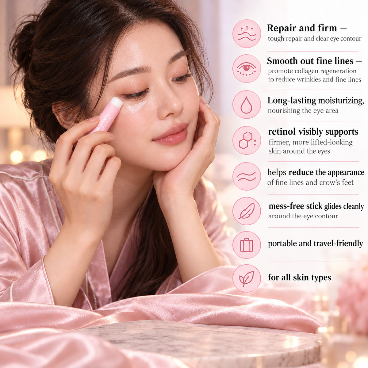 Repair and firm, smooth out fine lines and crow's feet with the retinol eye stick