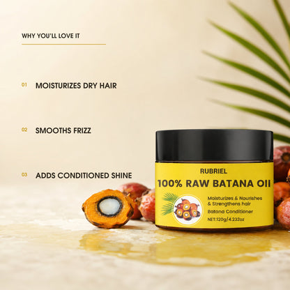 Rubriel Batana Oil benefits: moisture, frizz smoothing and conditioned shine