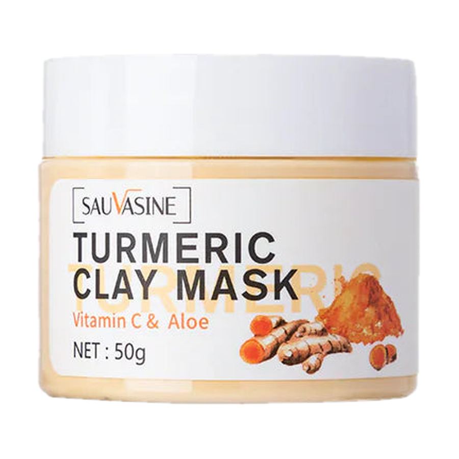 SAUVASINE Turmeric Clay Mask 50g jar with white lid on a pure white background
