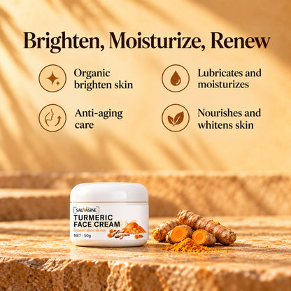 SAUVASINE Turmeric Face Cream benefits: organic brighten skin, lubricates and moisturizes, anti-aging care, nourishes and whitens skin