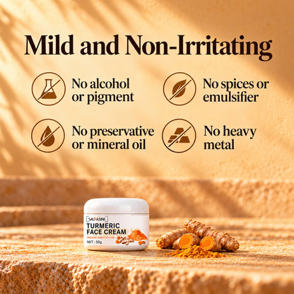 Mild and non-irritating turmeric cream: no alcohol or pigment, no spices or emulsifier, no preservative or mineral oil, no heavy metal