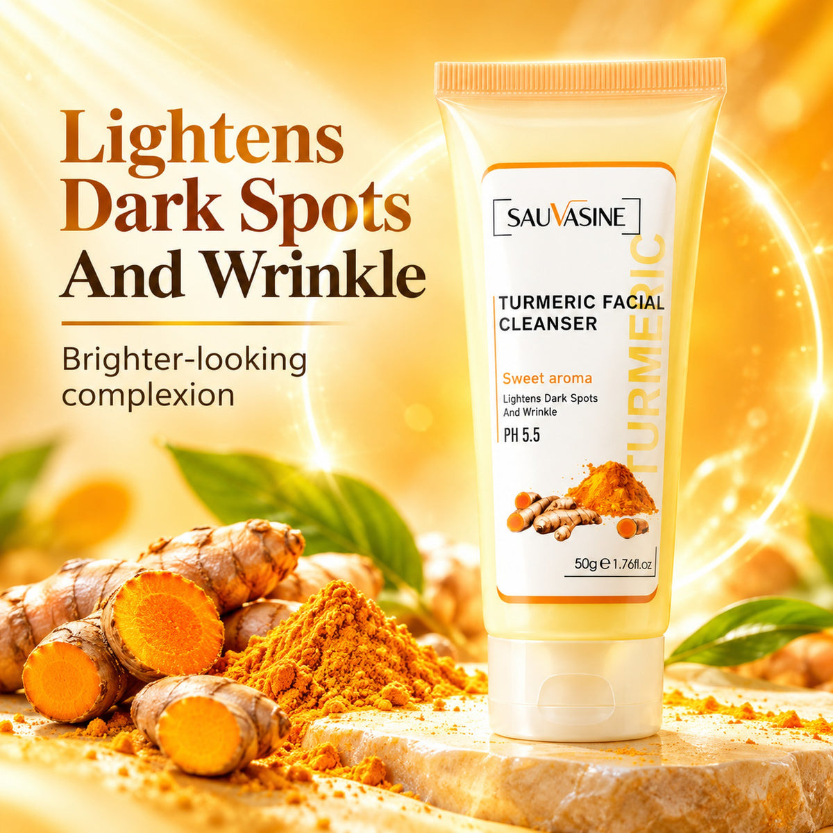 Turmeric cleanser that lightens dark spots and wrinkle for a brighter-looking complexion