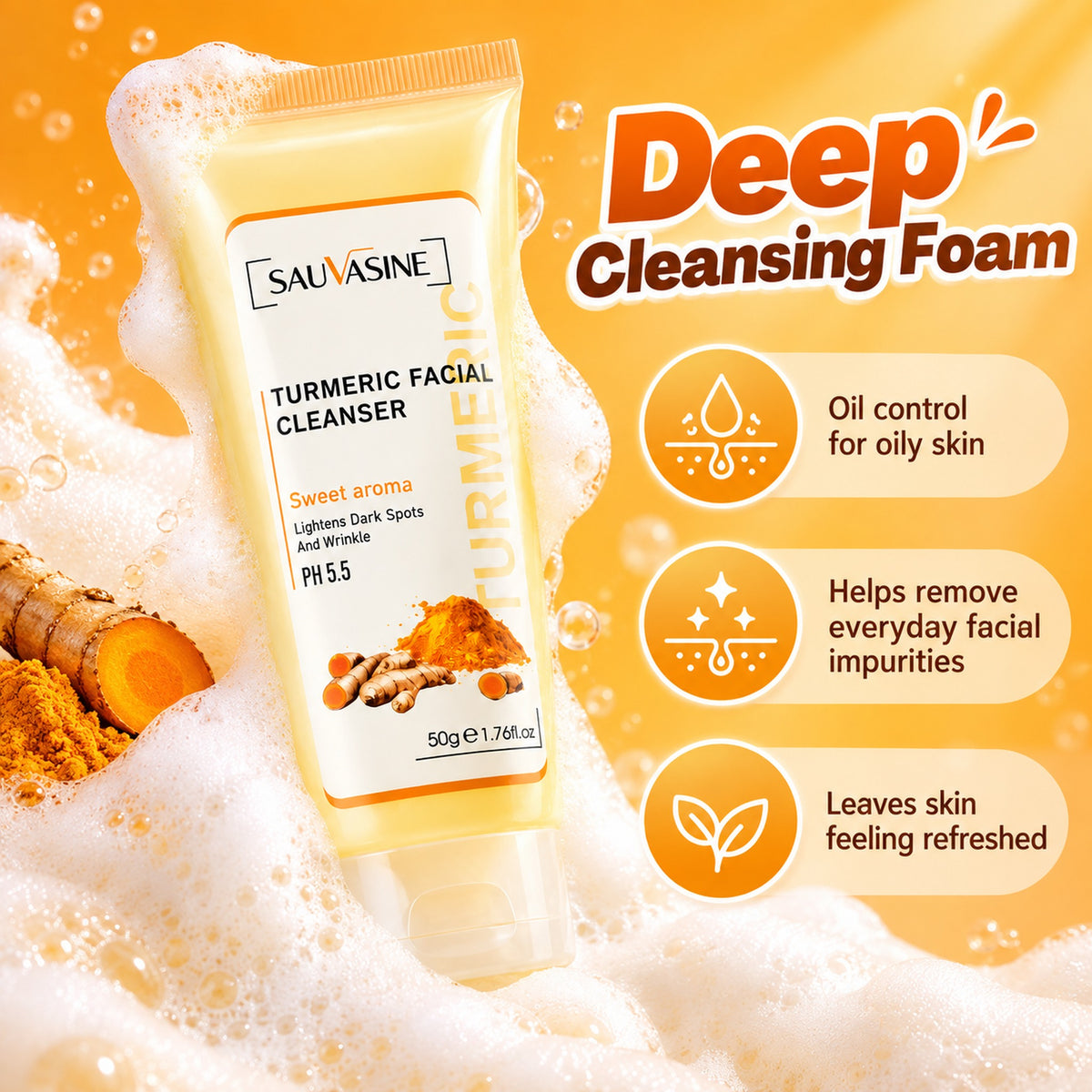 Deep cleansing foam with oil control for oily skin that leaves skin refreshed