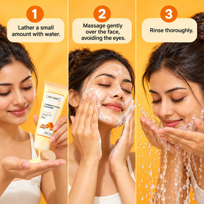 How to use the turmeric facial cleanser in 3 steps