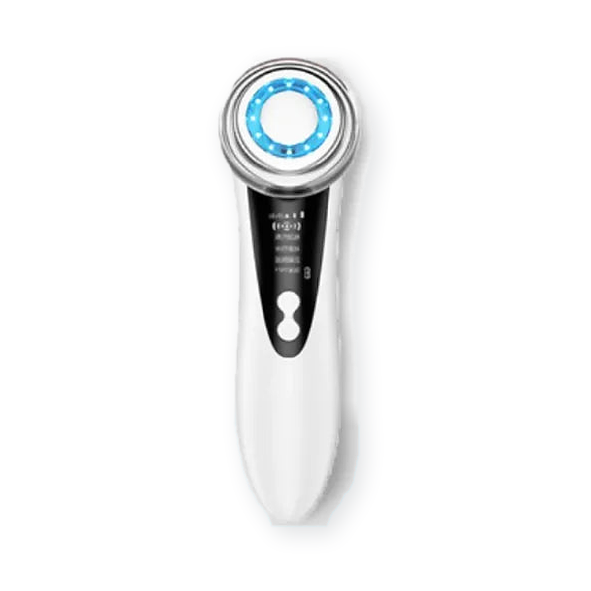 Microcurrent facial massager M80B in white, LED light ring lit, front view