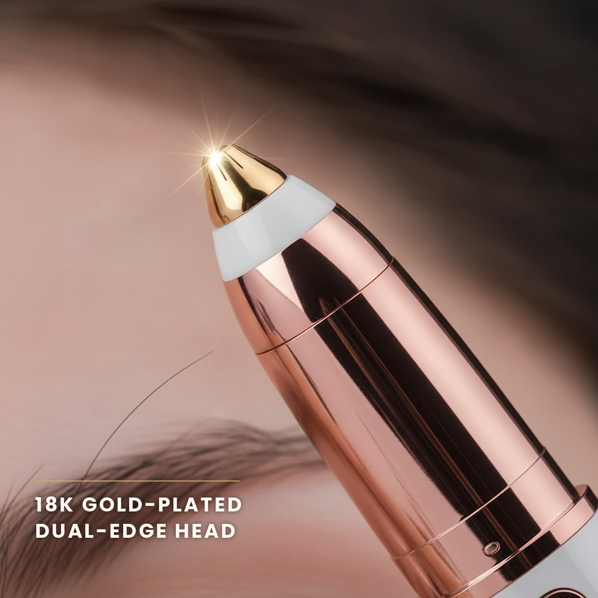 Macro of the 18K gold-plated dual-edge trimmer head