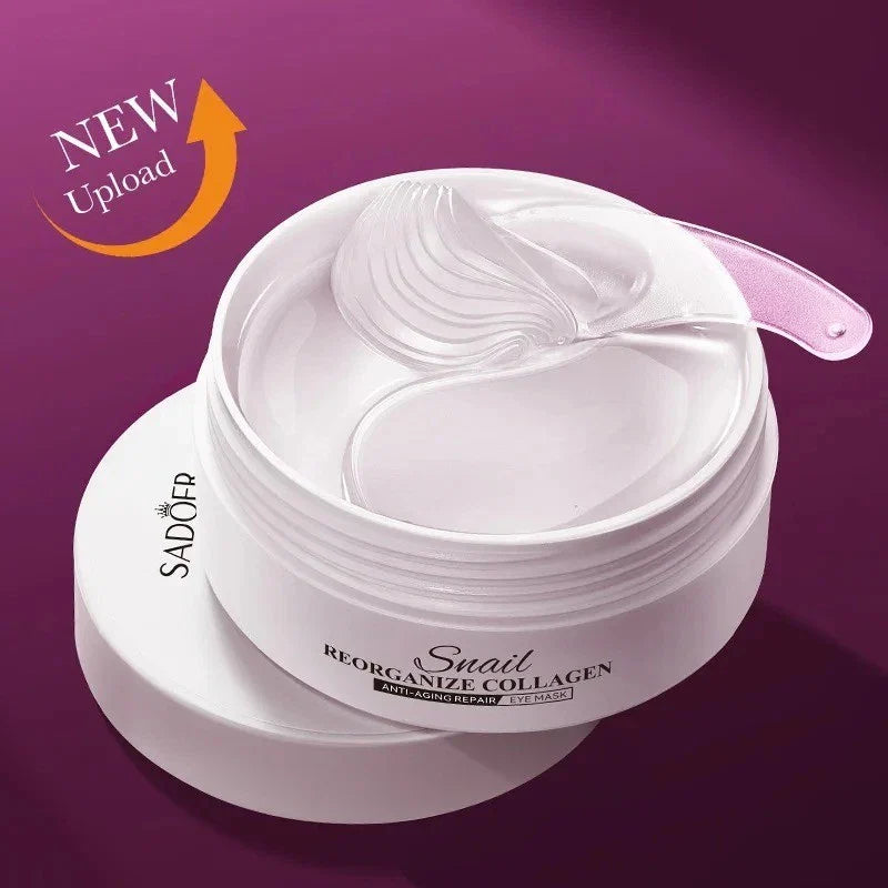Snail collagen under-eye patches shown in a detailed product information view