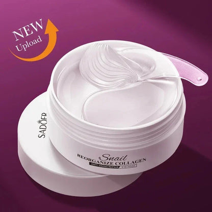 Snail collagen under-eye patches shown in a detailed product information view