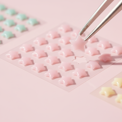 Acne Clarifying Star Patches — macro of a star patch being lifted from the backing sheet