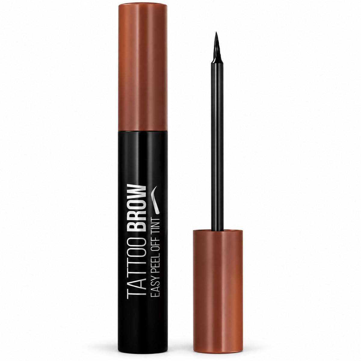 Tattoo Brow Easy Peel Off Tint 6.5 ml tube with brush applicator on white