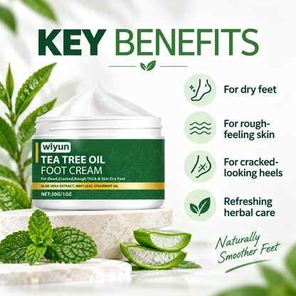 Tea Tree Foot Repair Cream key benefits for dry, rough-feeling feet