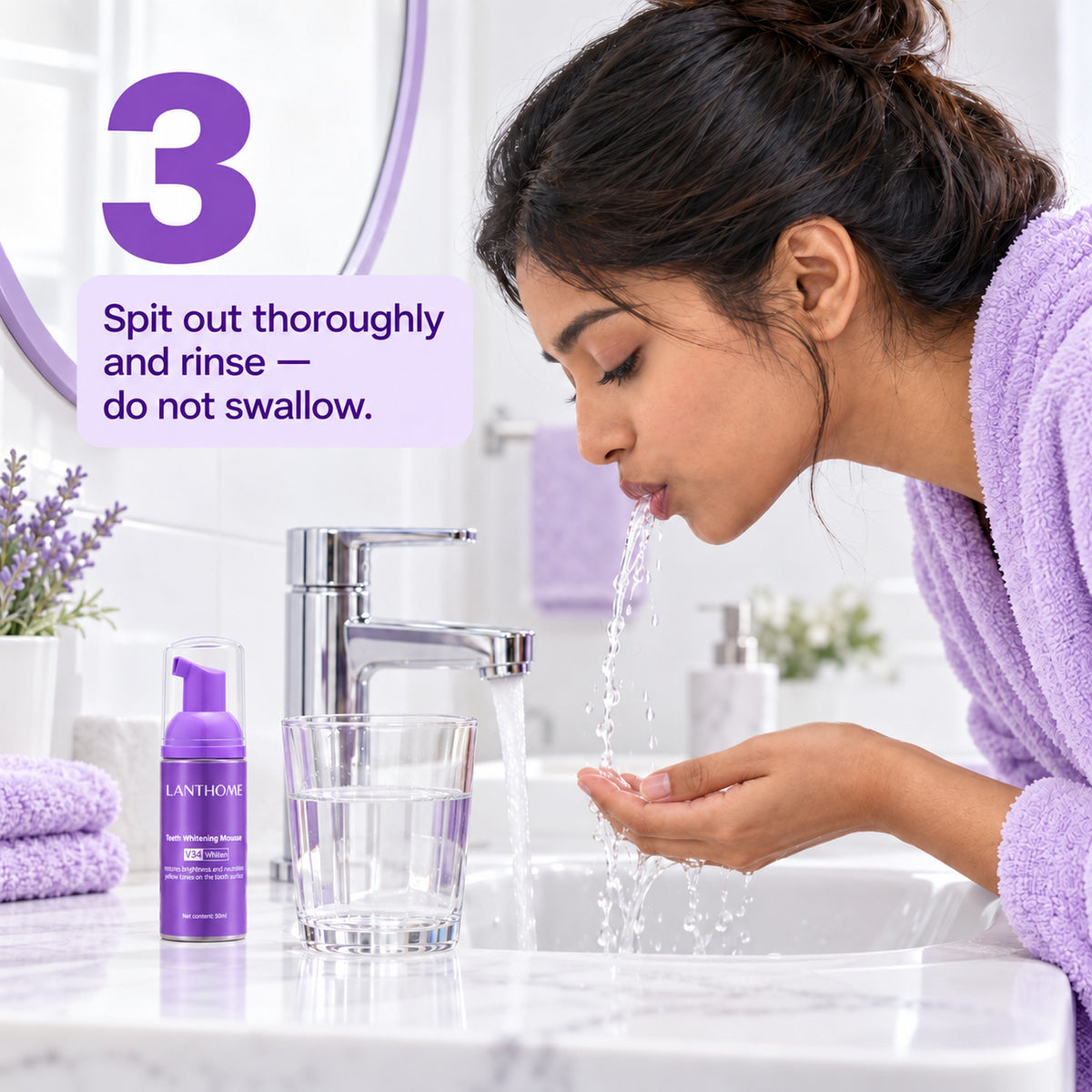 Step 3: spit out thoroughly and rinse, do not swallow