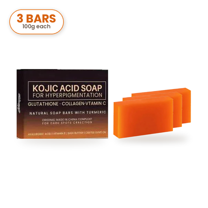 3 Pc value set — box with three 100g turmeric kojic acid soap bars