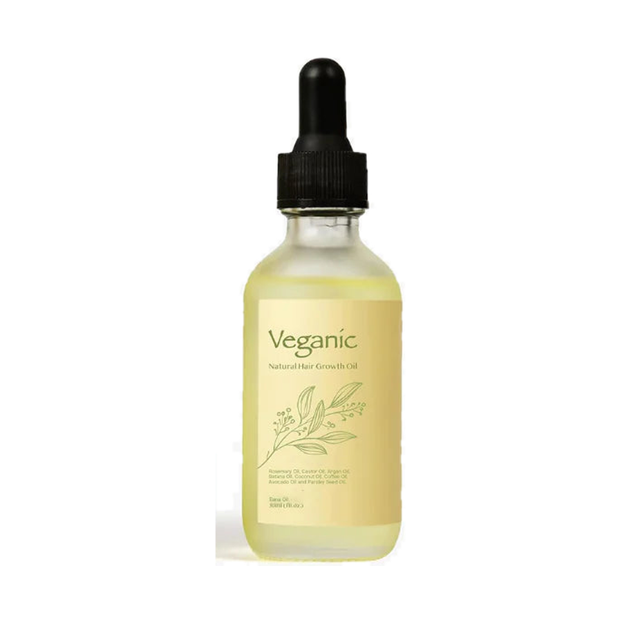 Veganic Natural Hair Growth Oil 30ml dropper bottle — bottle only, centered on a pure white background