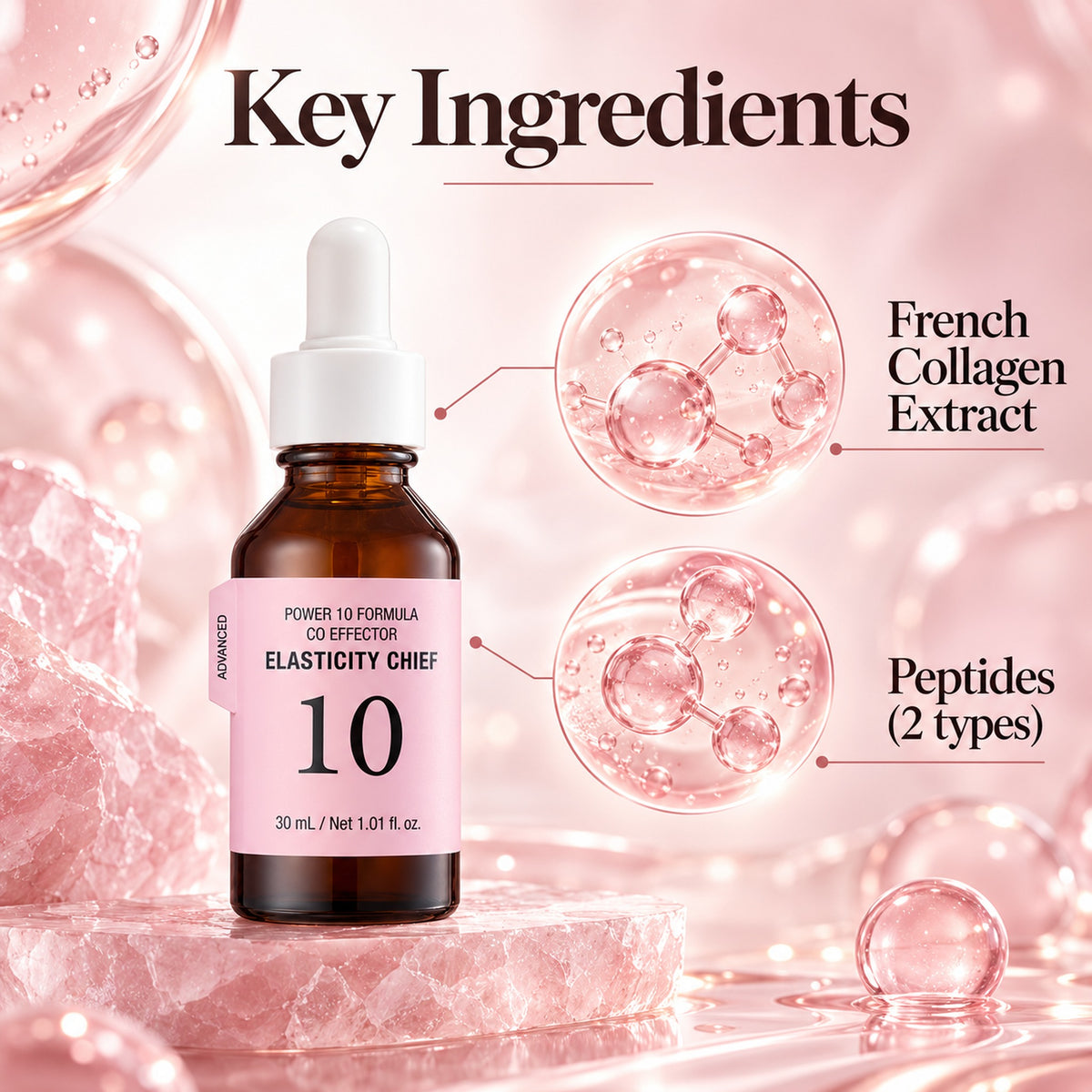 Key ingredients: French collagen extract and two types of peptides