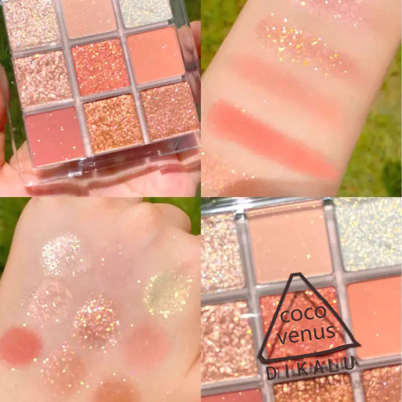 9-Color Eyeshadow Palette – Matte, Shimmer & Glitter Finishes