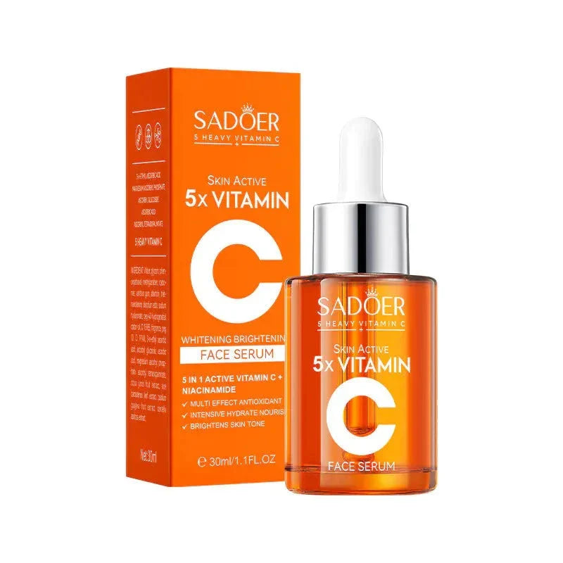 Sadoer 5x Vitamin C face serum 30ml dropper bottle from the 7-piece skincare gift set.