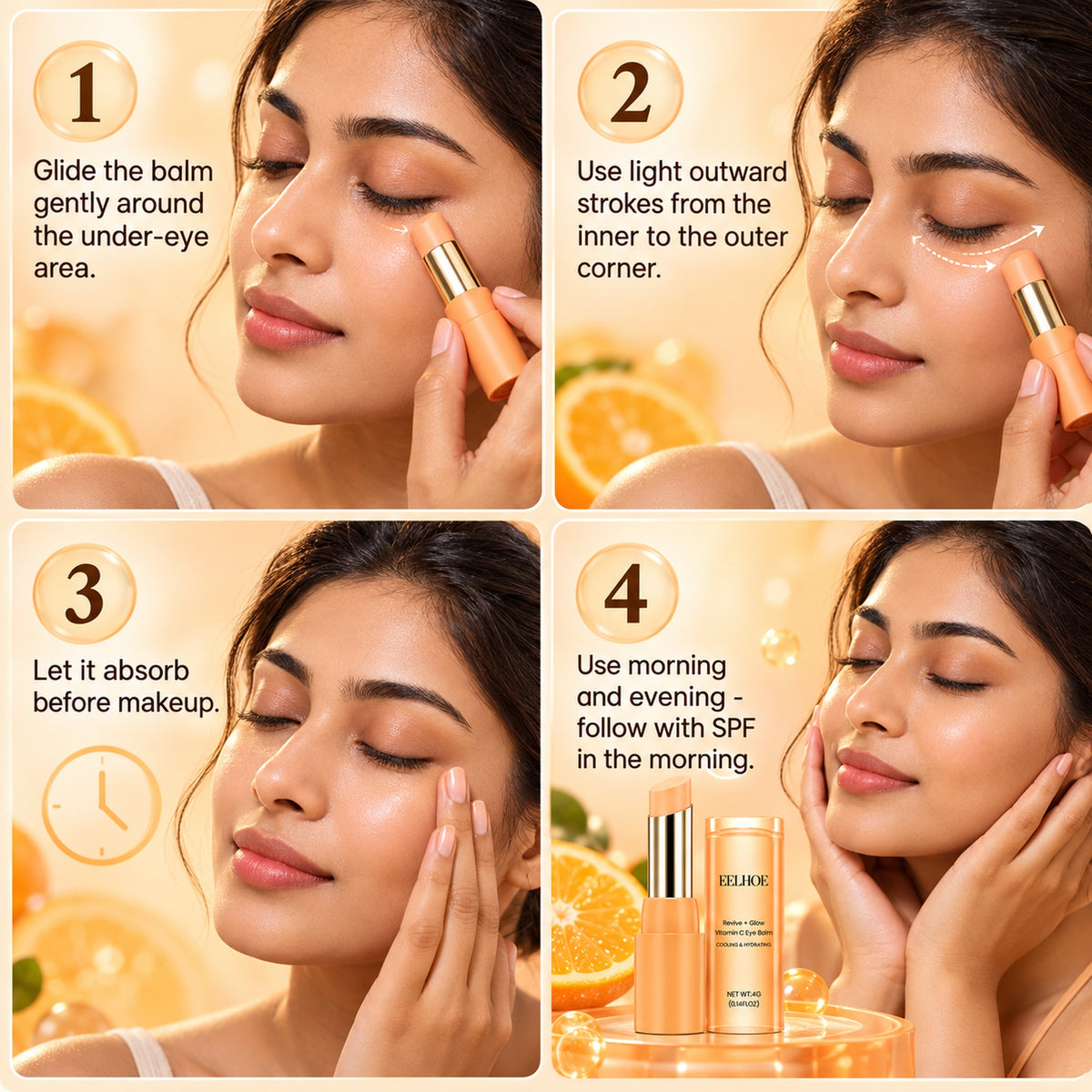How to use the Vitamin C eye balm in 4 steps