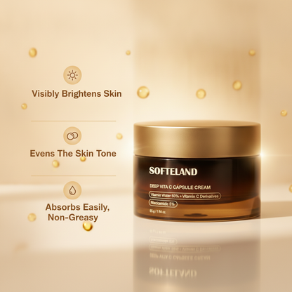 Deep Vita C Capsule Face Cream — key benefits at a glance graphic