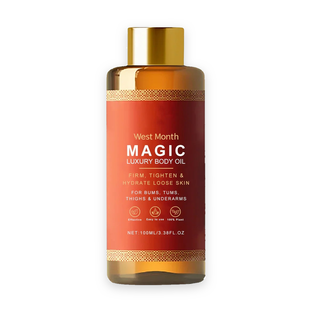 West Month Magic Luxury Body Oil 100 ml bottle, centered on a pure white background
