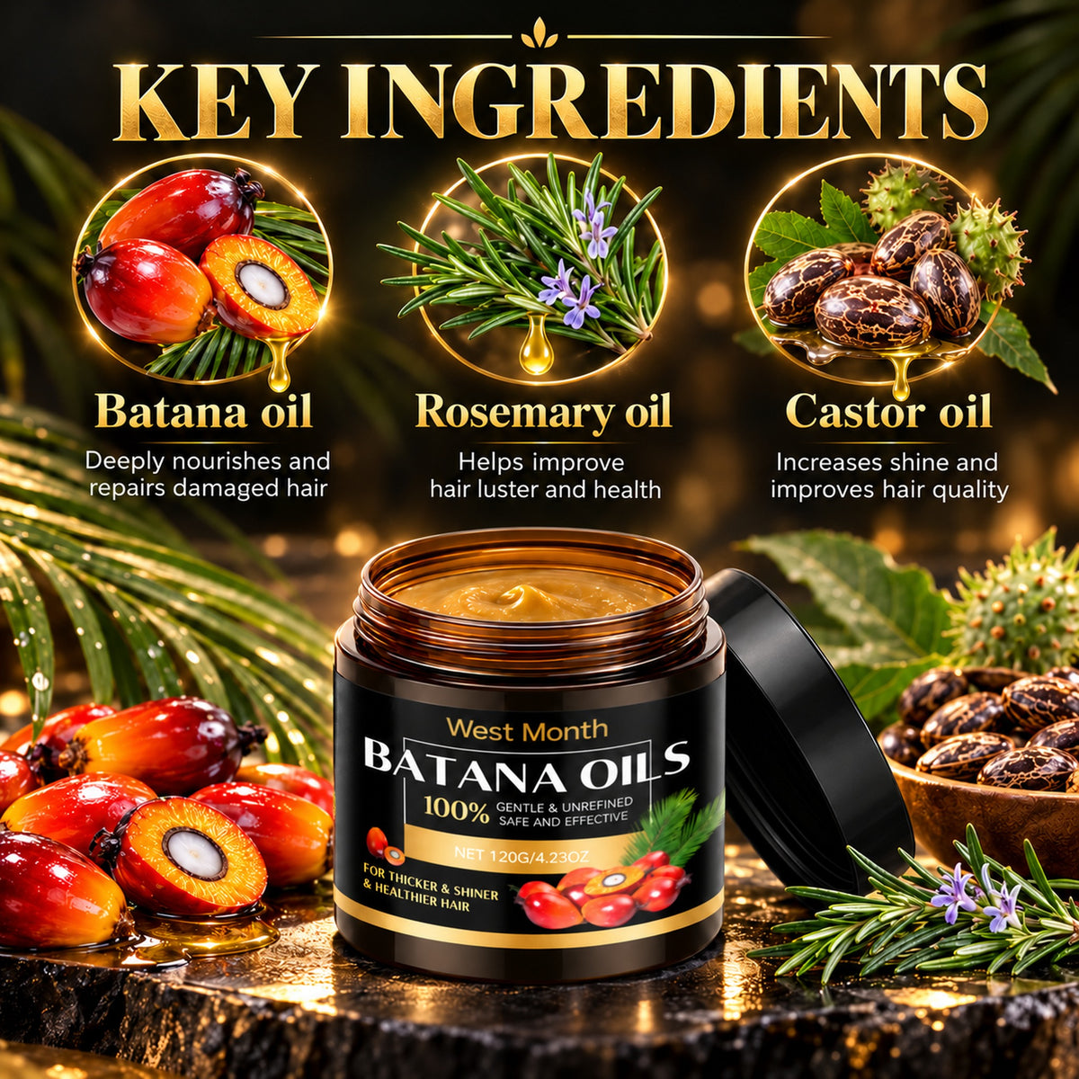 Key ingredients: batana oil, rosemary oil and castor oil