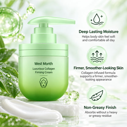Collagen body cream benefits: deep lasting moisture, firmer smoother-looking skin, non-greasy finish