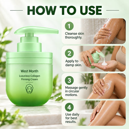 How to use the collagen body cream in 4 steps on damp body skin